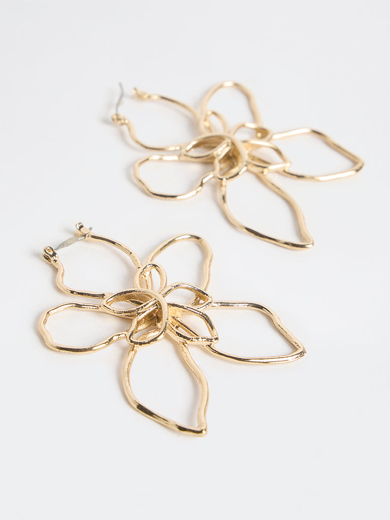 Westside Accessories Gold Floral Statement Earrings