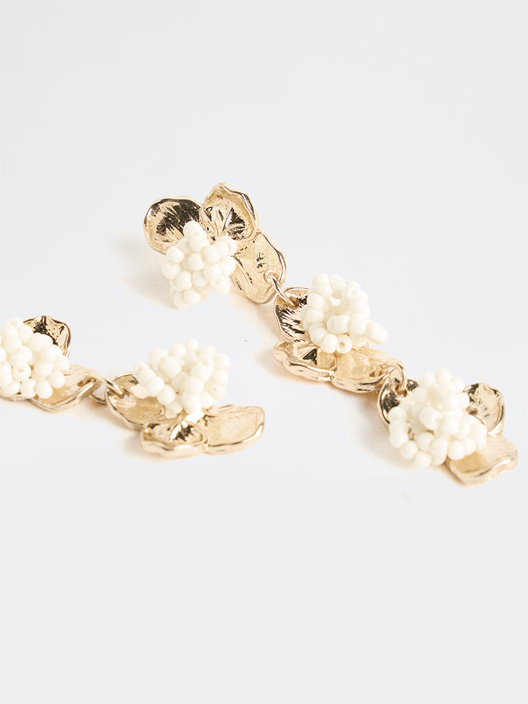 Westside Accessories Gold Floral Beaded Drop Earrings