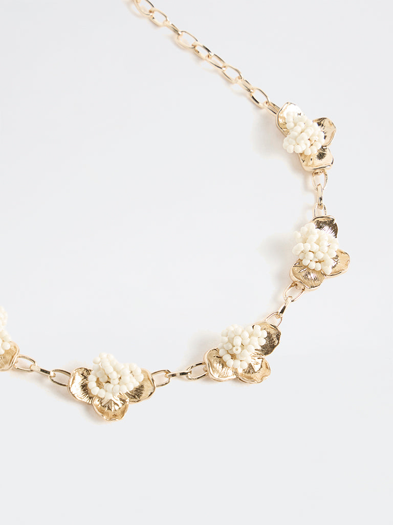 Westside Accessories Gold Floral Beaded Statement Necklace