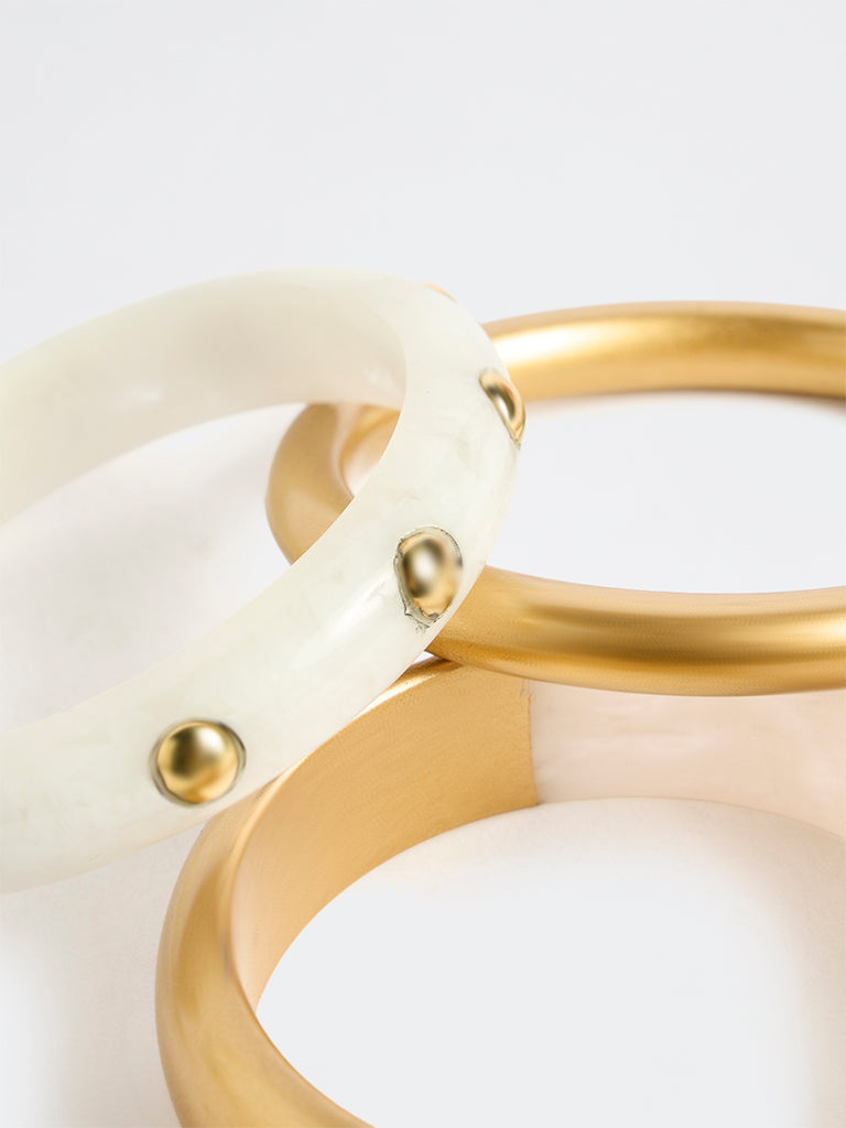 Westside Accessories Gold Resin and Metal Bangles - Set of 3