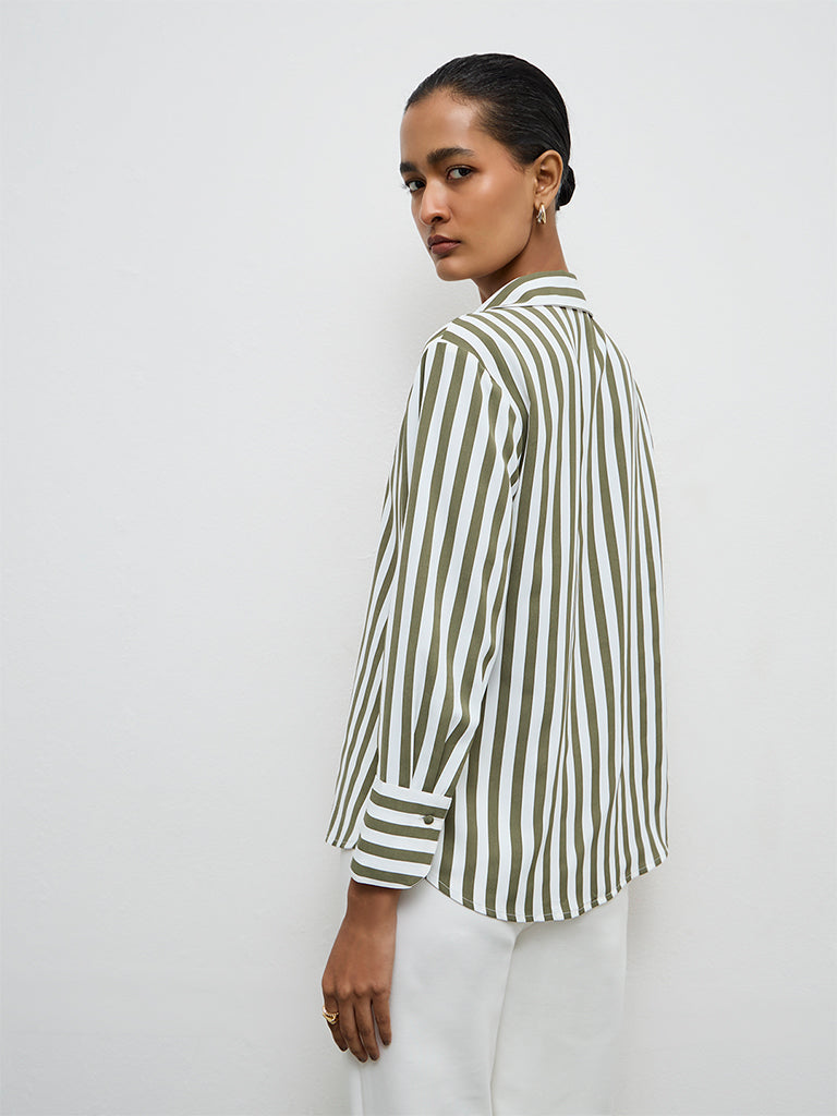 Wardrobe Olive Striped Shirt
