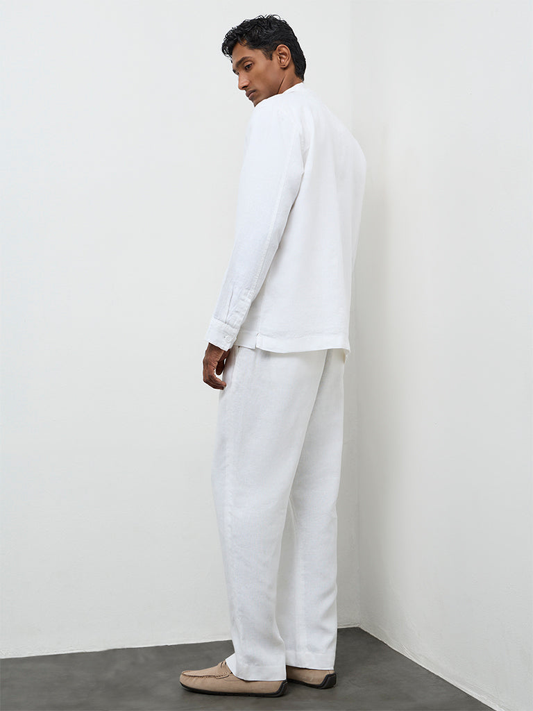 Ascot Off-White Relaxed-Fit Mid-Rise Linen Chinos