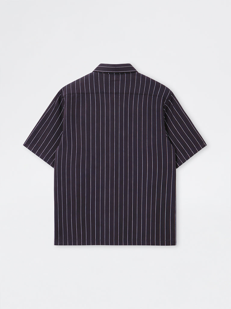 Nuon Black Striped Relaxed-Fit Shirt