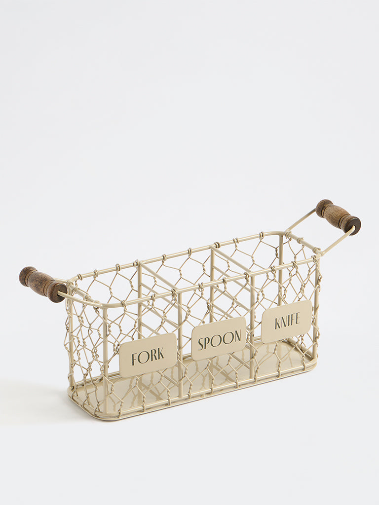 Westside Home Beige Wired Cutlery Holder