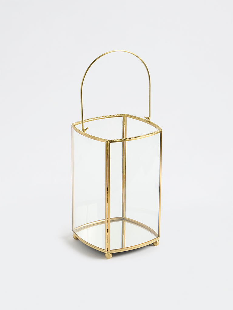 Westside Home Gold Metal Detailed Glass Lantern - Large