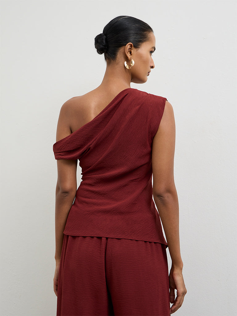 Wardrobe Red One-shoulder Top