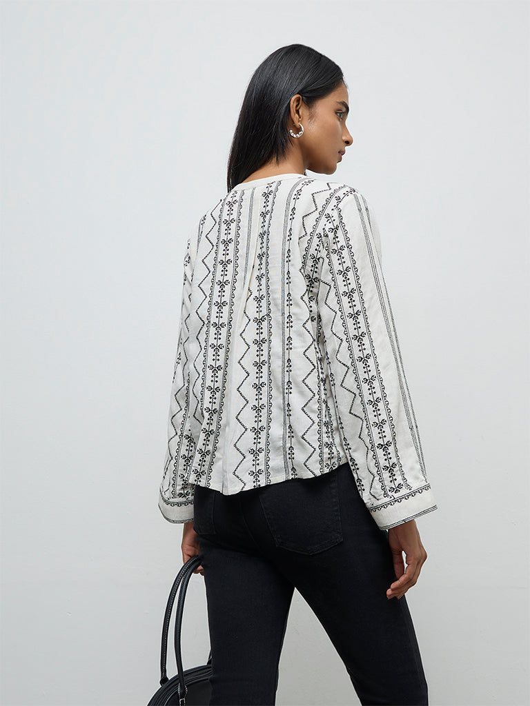 Utsa Off-White Embroidered Tunic