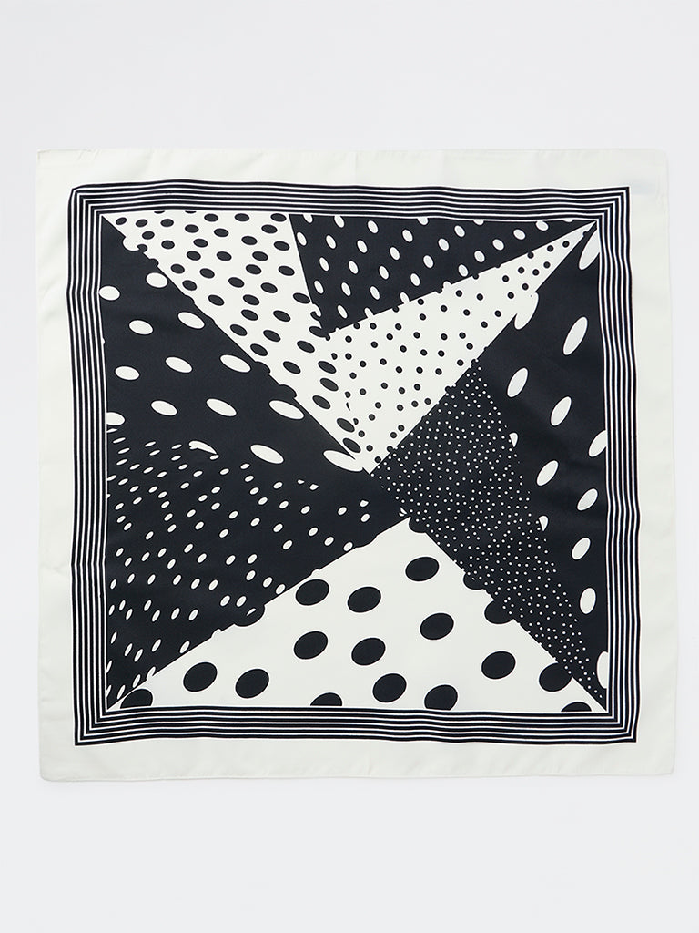 Westside Accessories Black and White Polka Dot Scarf