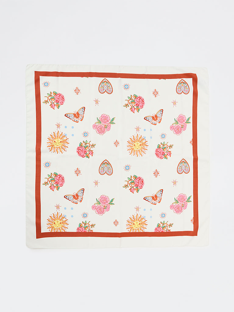 Westside Accessories Multi Color Butterfly and Heart Printed Scarf