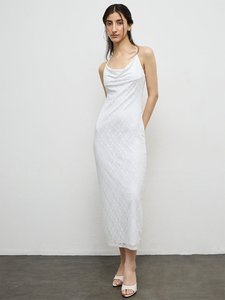 Buy Nuon White Lace Design Straight Dress from Westside Buy Nuon White Lace Design Straight Dress from Westside
