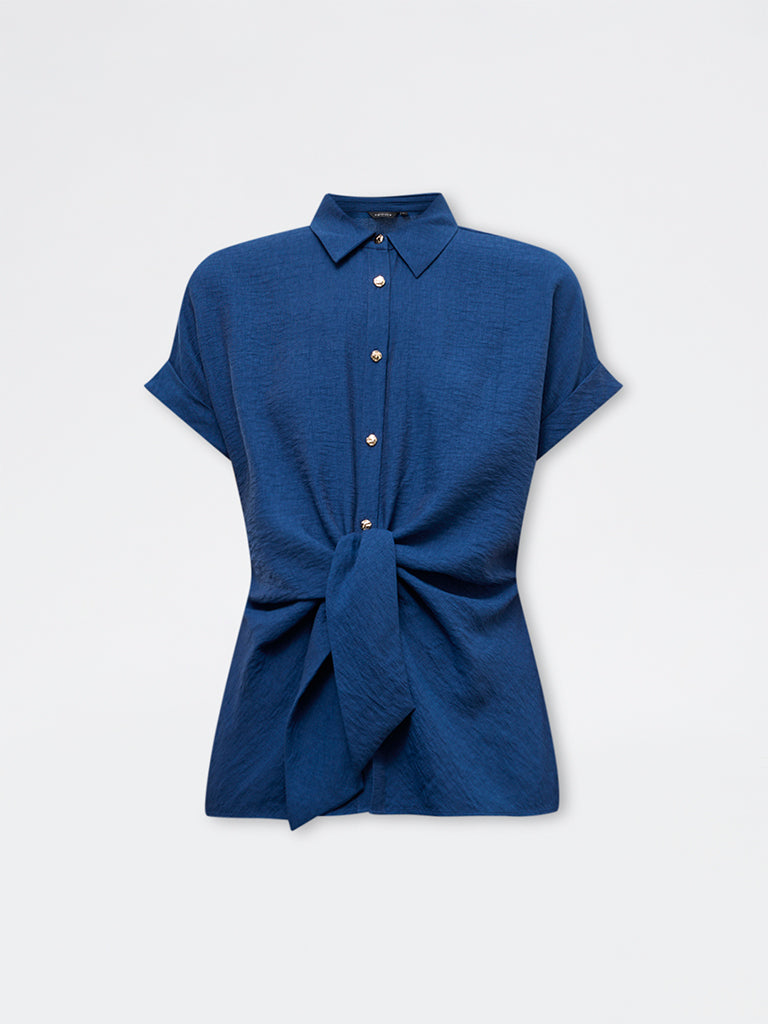 Wardrobe Indigo Tie-Up Blouse