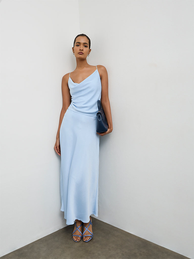 Buy Wardrobe Light Blue Cowl-Neck Top from Westside Buy Wardrobe Light Blue Cowl-Neck Top from Westside