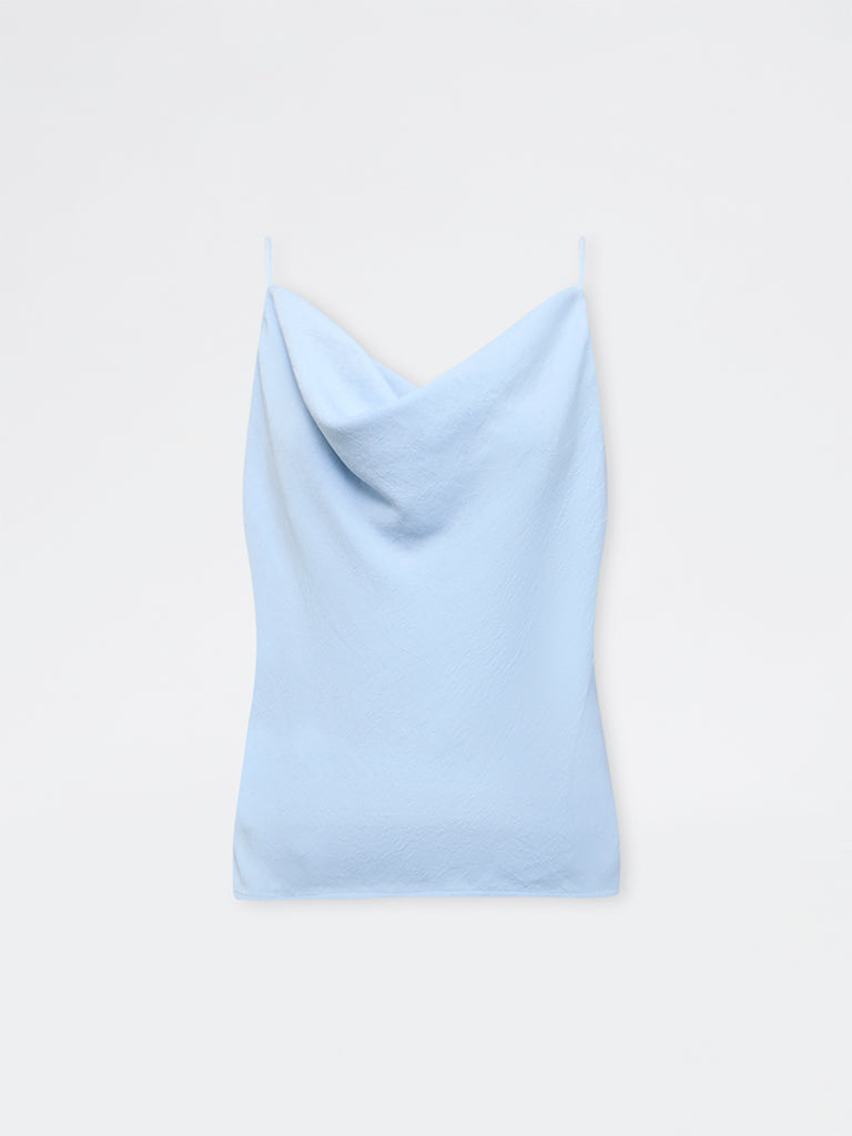 Wardrobe Light Blue Cowl-Neck Top
