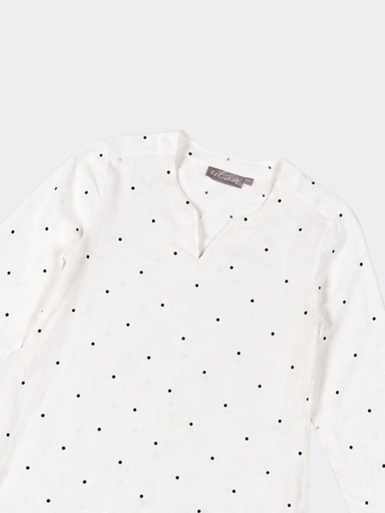 Utsa Off-White Floral Printed A-Line Kurta