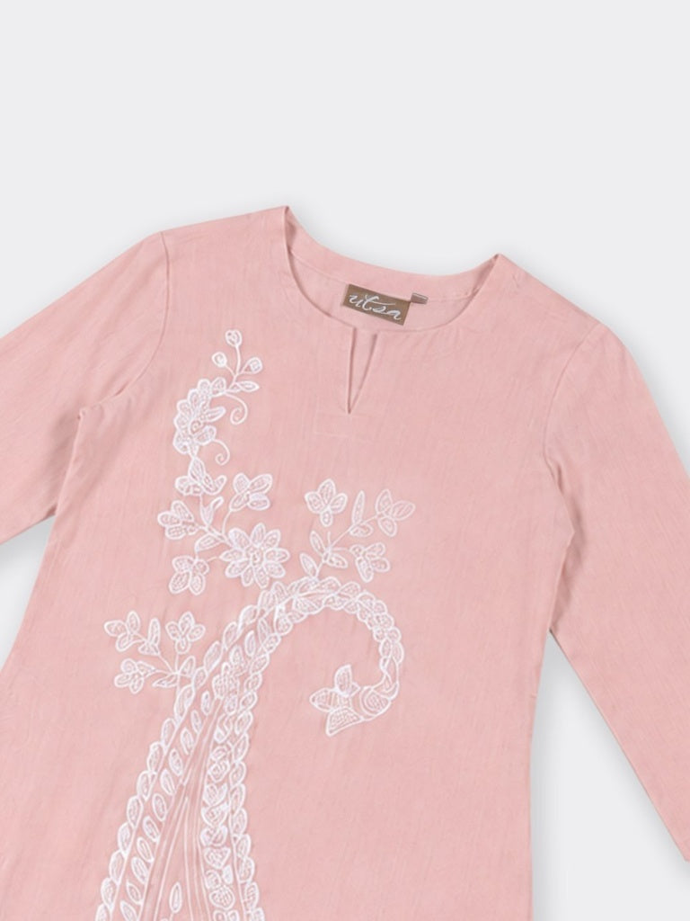 Utsa Off-White Floral Printed Cotton-Blend A-Line Kurta