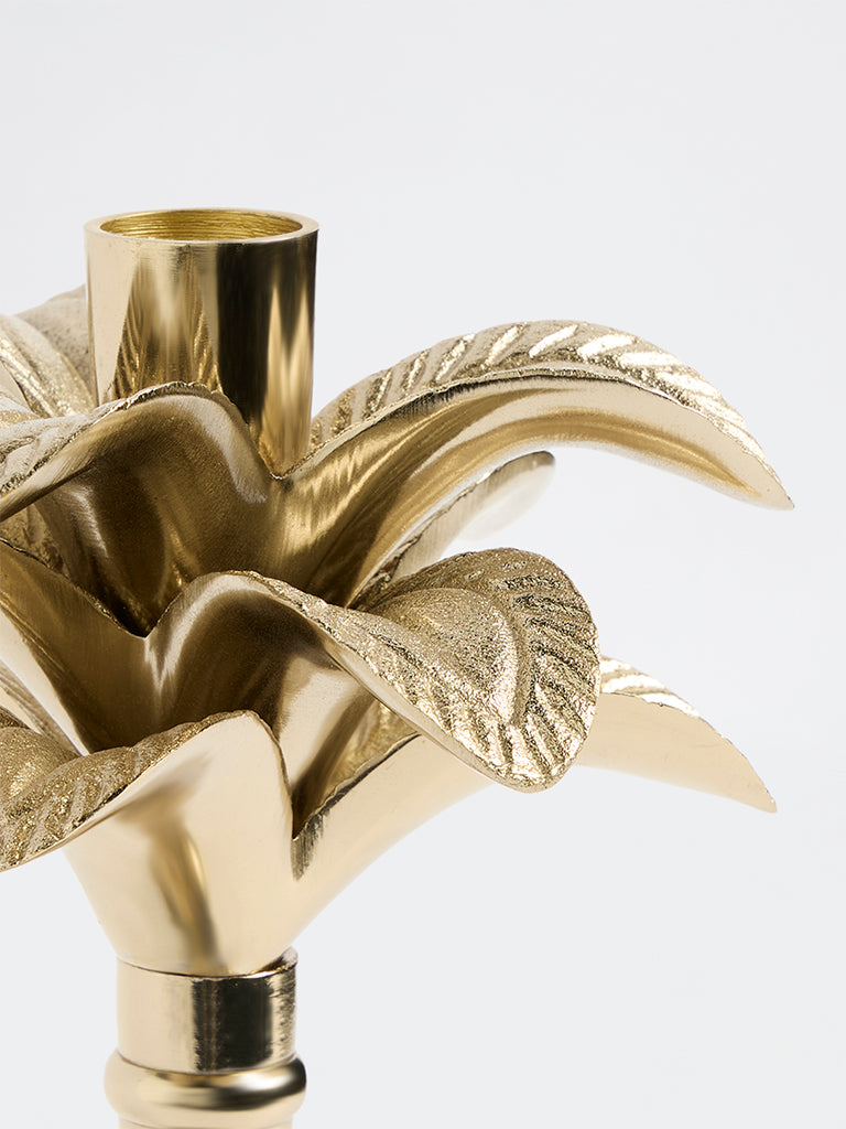 Westside Home Gold Palm Tree Candle Holder
