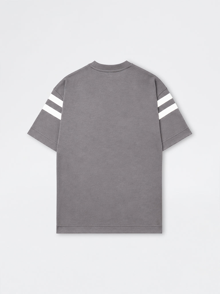 Nuoflexx Dark Grey Text-Printed Relaxed-Fit T-Shirt