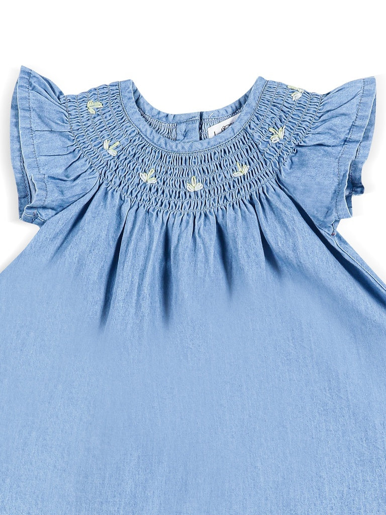 HOP Baby Girls Blue Denim A-Line Dress