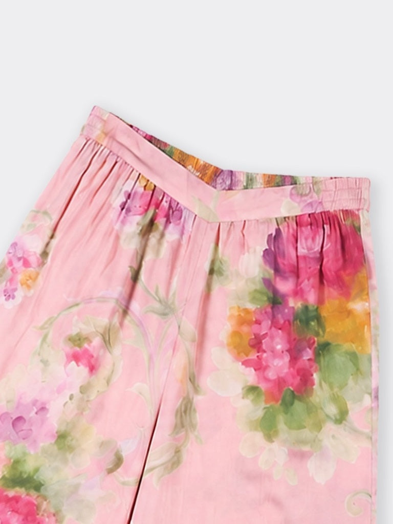 Utsa Pink Floral Printed Pants