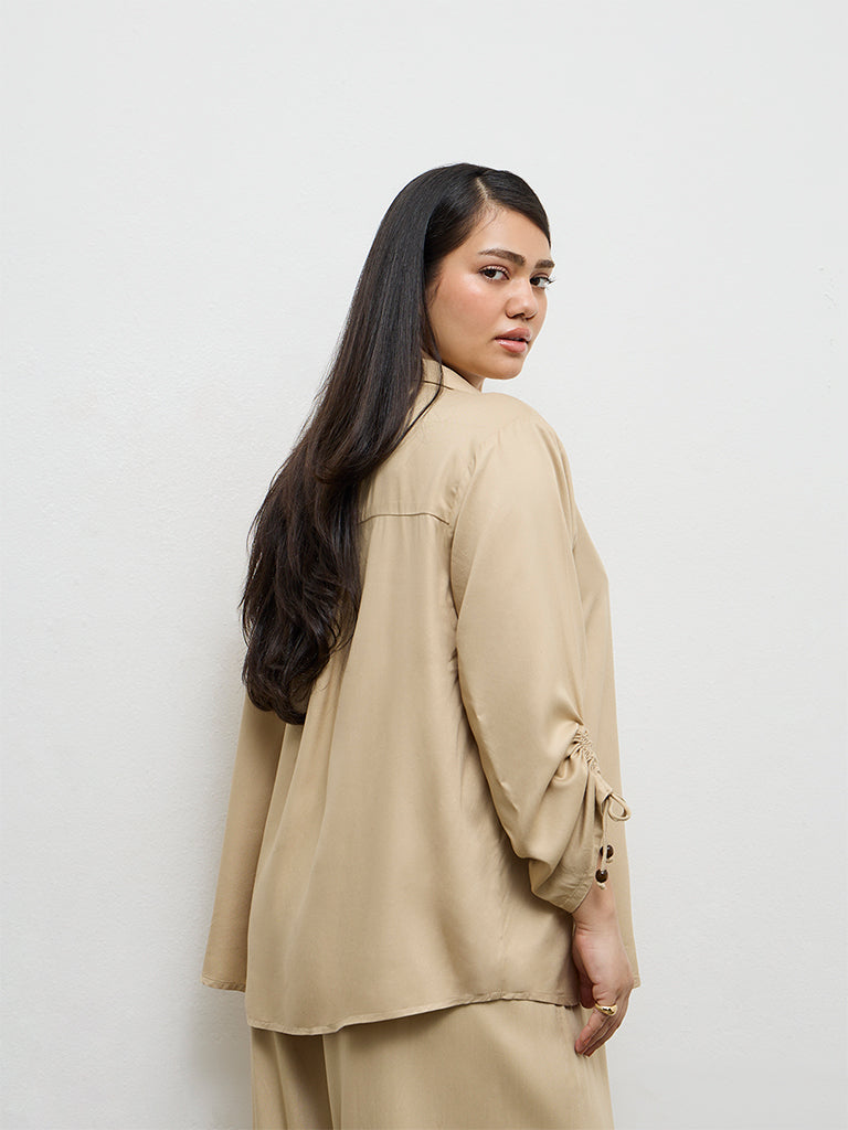 Gia Beige Solid Shirt