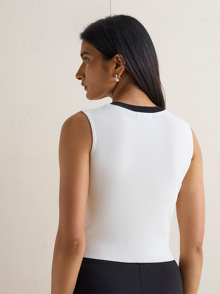 Wardrobe White Ribbed-Textured Top