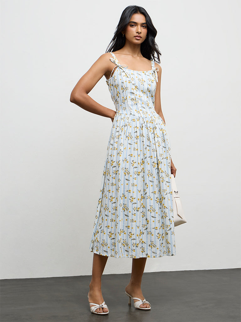 Buy LOV Multicolor Floral Printed Cotton A-Line Dress from Westside