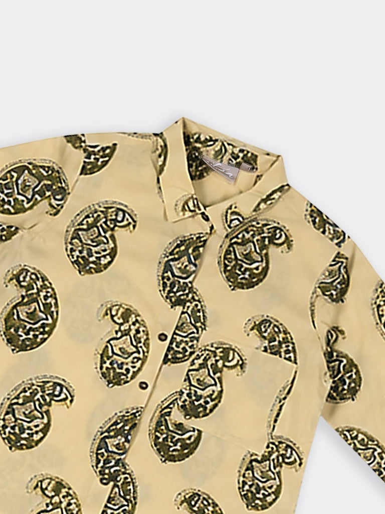 Utsa Taupe Paisley Printed Cotton A-Line Kurta