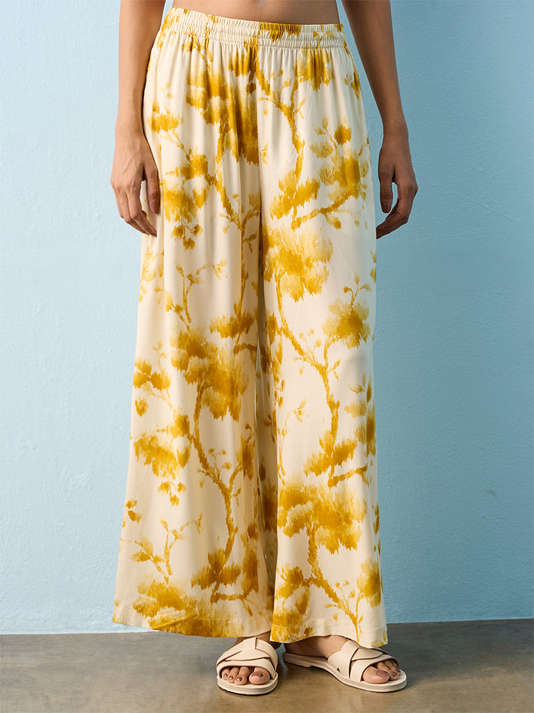 Buy Utsa Mustard Tie-Dye Printed Pants from Westside