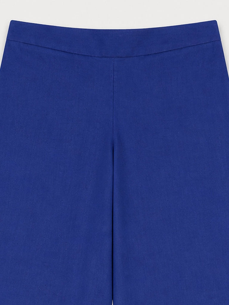 Utsa Indigo Embroidered Cotton-Blend Pants