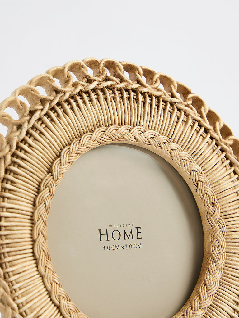Westside Home Beige Woven Textured Circular Photo Frame