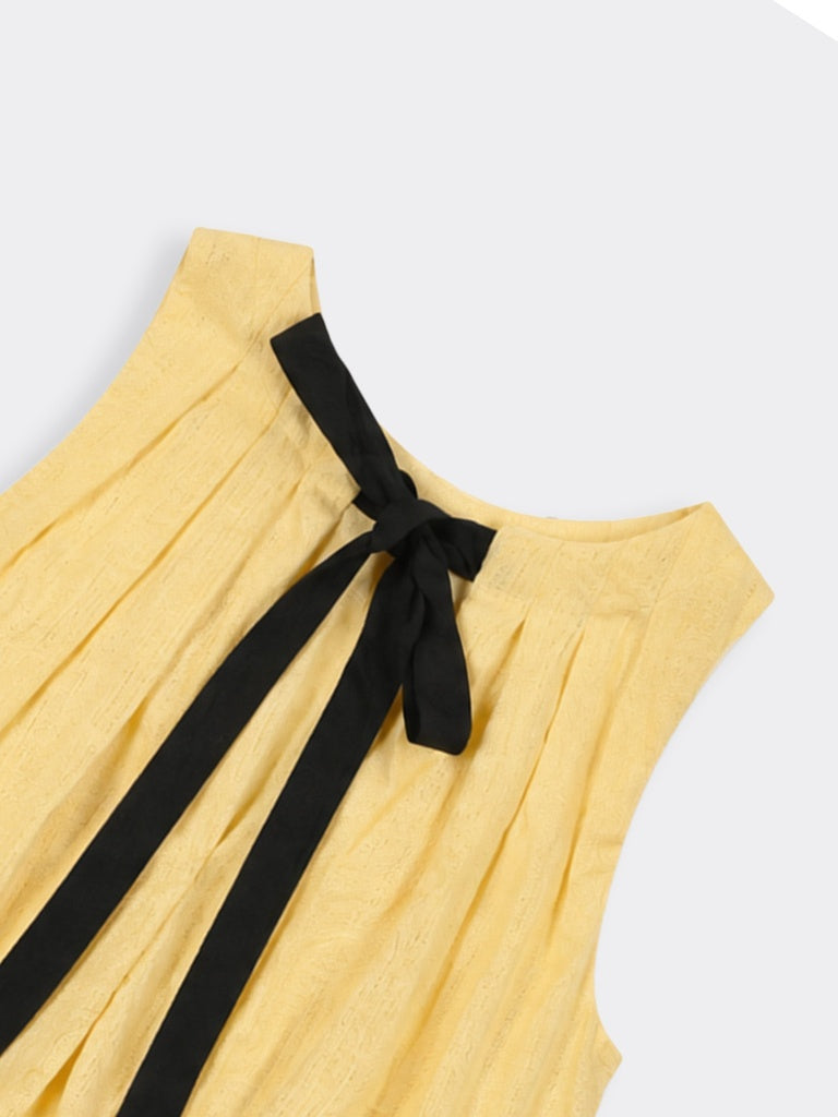 LOV Yellow Solid Linen-Blend Top