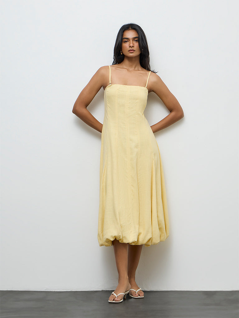 Buy LOV Yellow Linen-Blend Balloon Dress from Westside