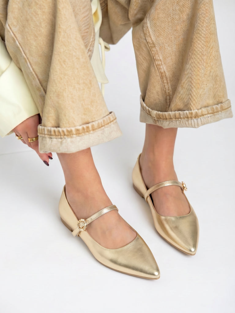 LUNA BLU Gold Mary Jane Shoes