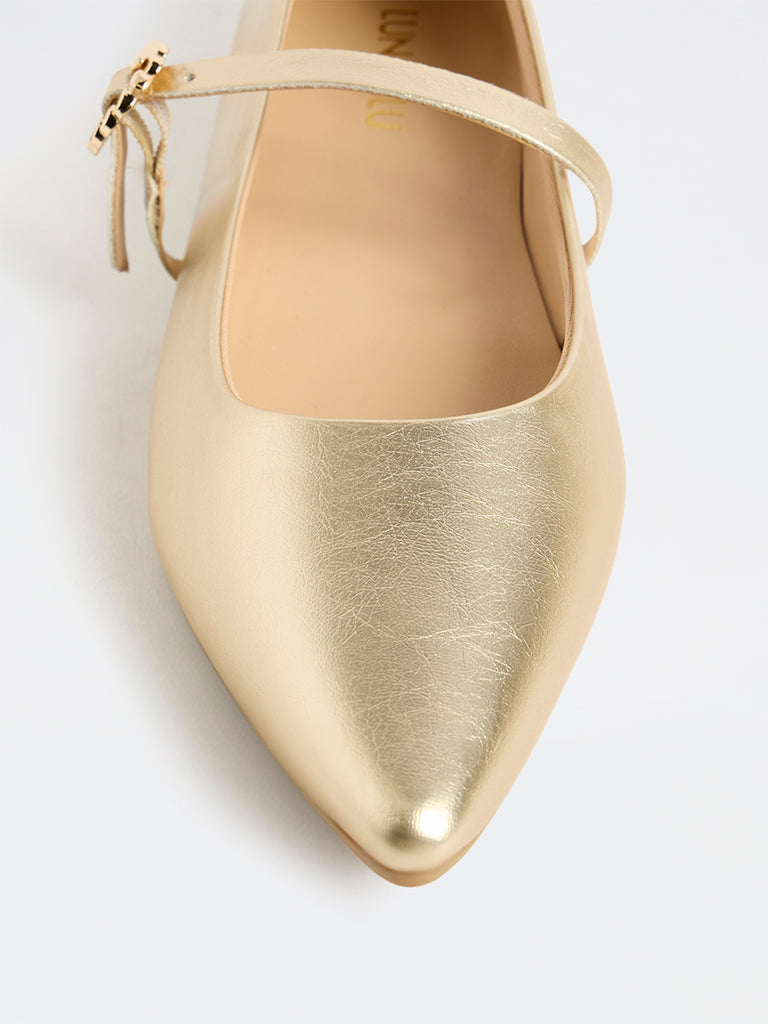 LUNA BLU Gold Mary Jane Shoes