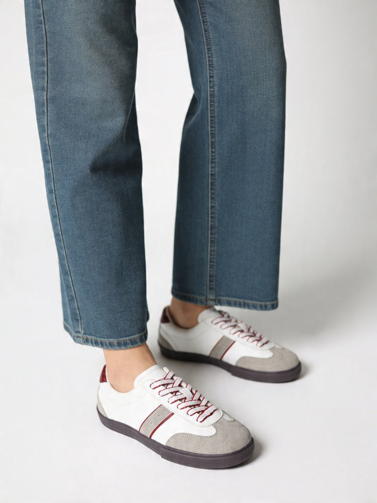 LUNA BLU White Lace-Up Textured Sneakers