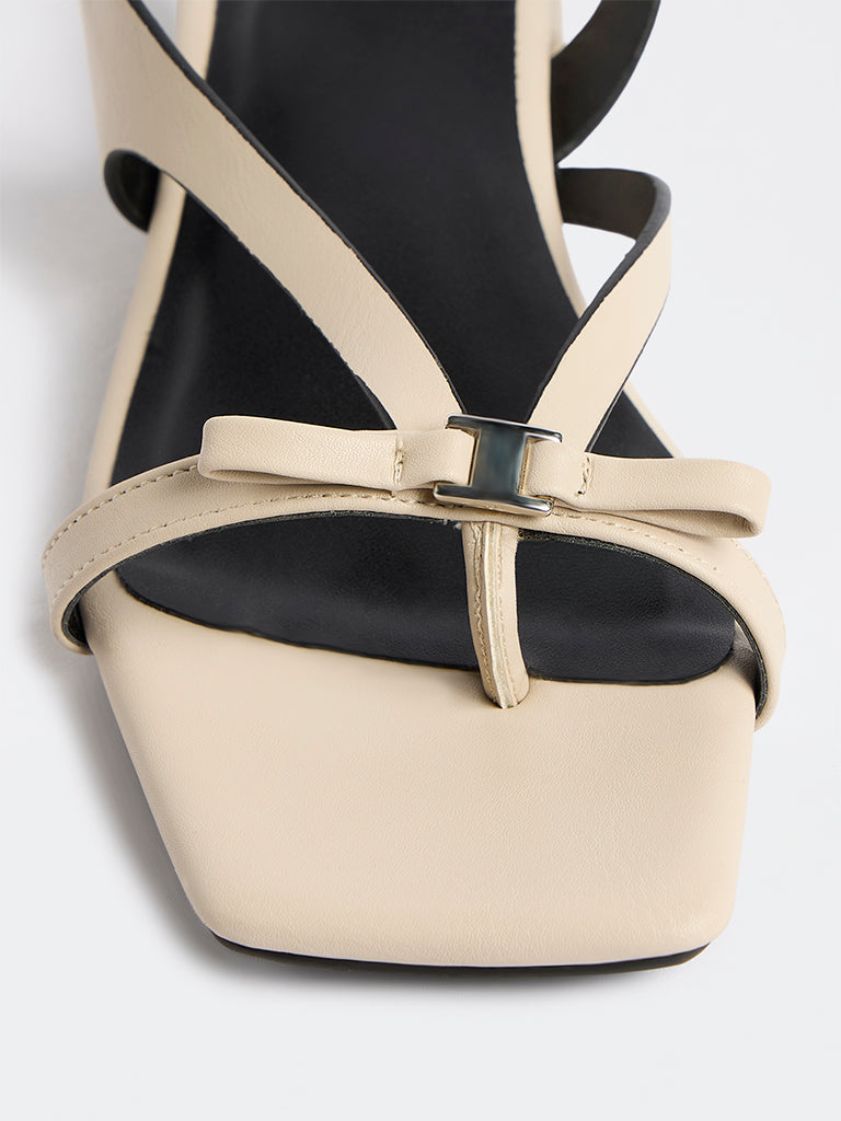 LUNA BLU Ivory Bow-Detail Multi-Strap Sandals
