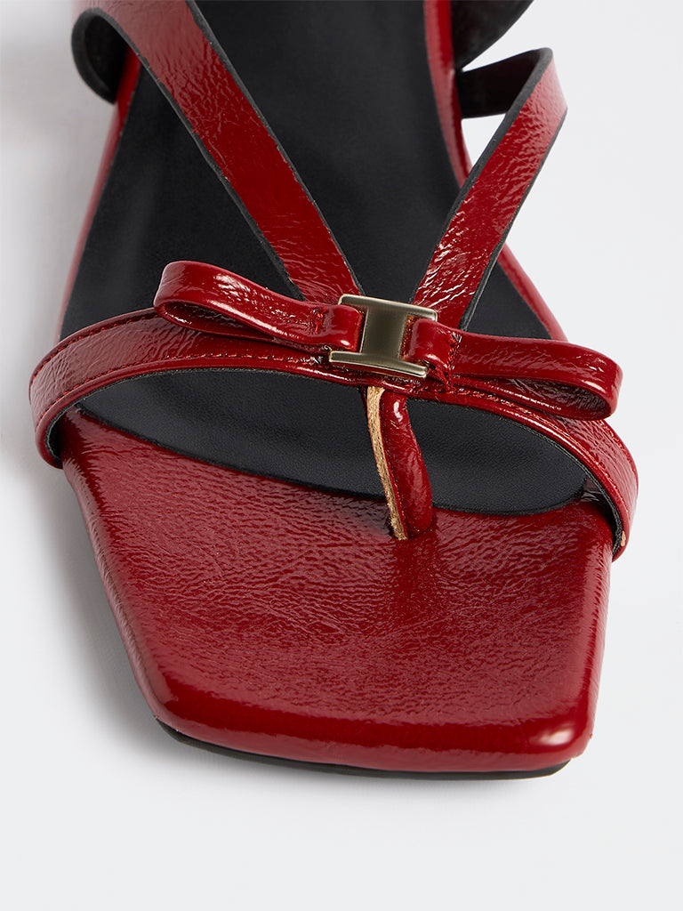 LUNA BLU Red Bow-Detail Multi-Strap Sandals
