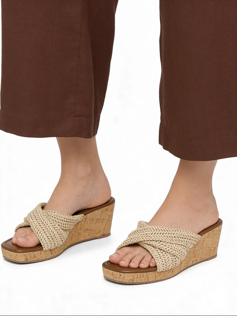 LUNA BLU Natural Woven Mules