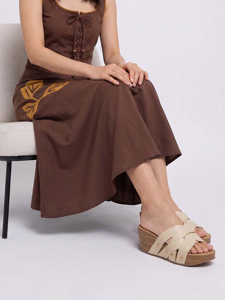 LUNA BLU Ivory Wedge Heel Sandals