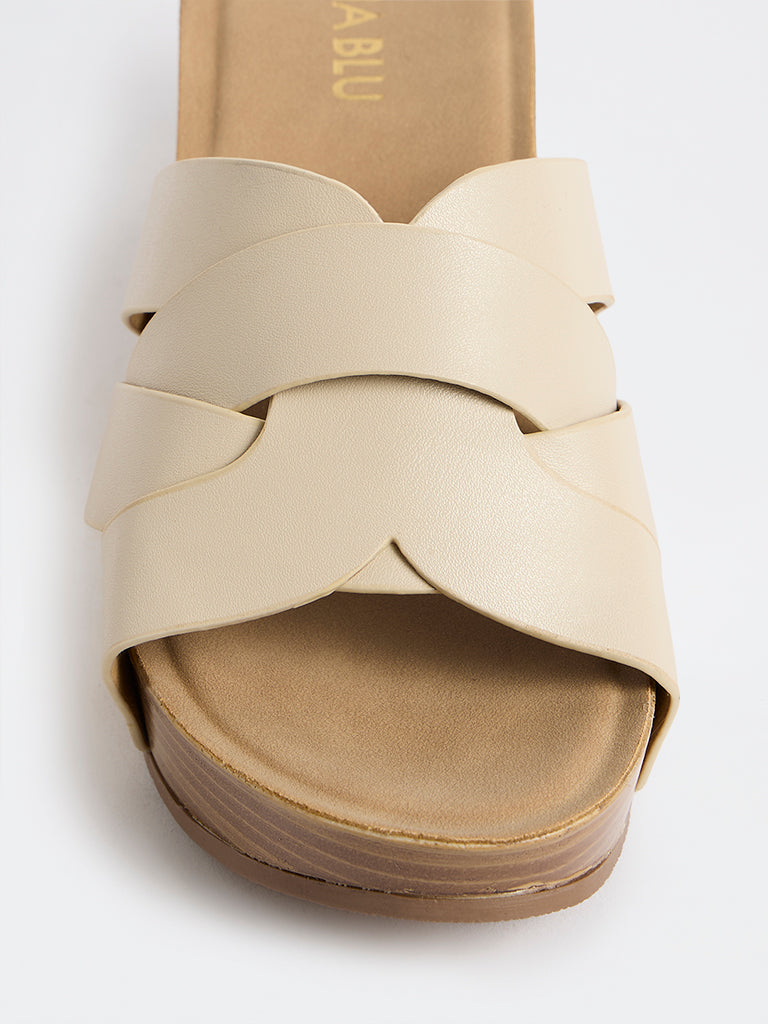 LUNA BLU Ivory Wedge Heel Sandals
