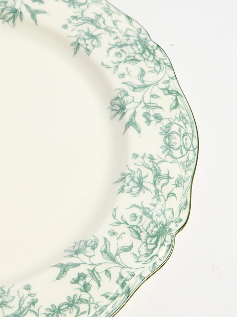 Westside Home Off-White Floral Printed Jardin Dinner Plate
