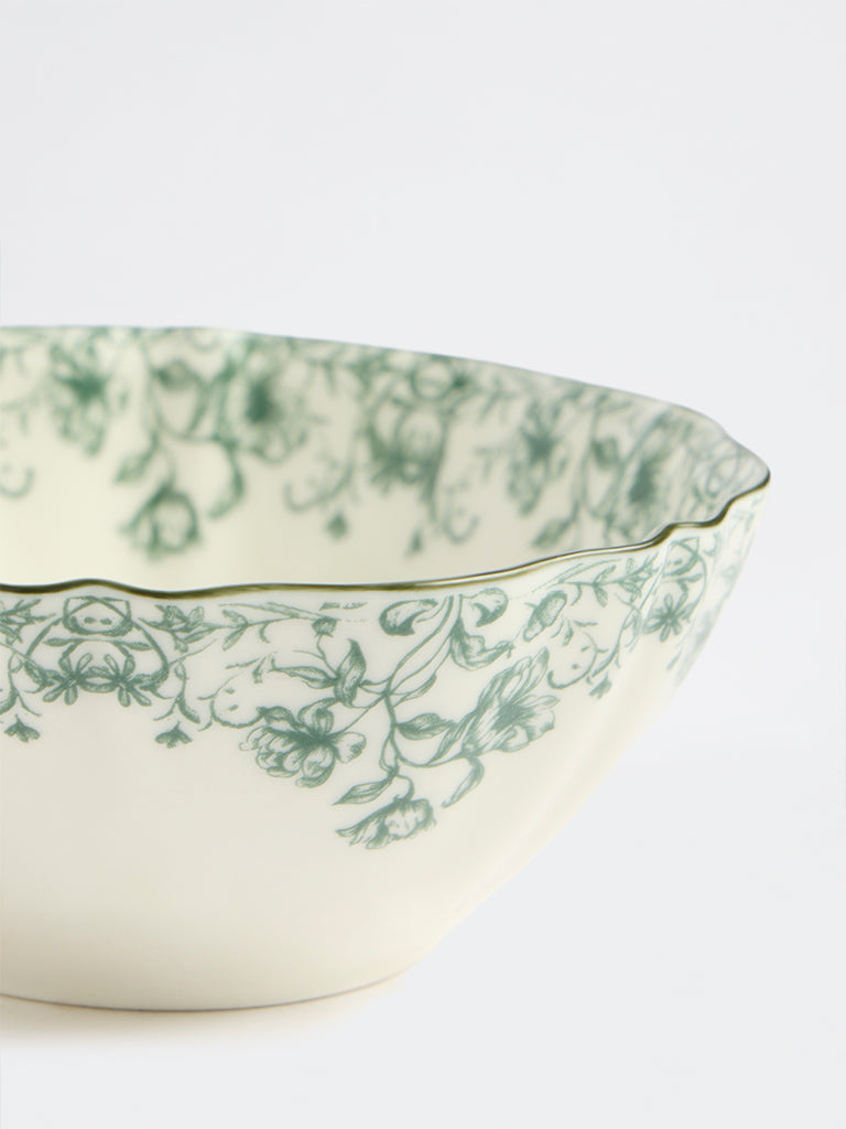 Westside Home Off-White Floral Printed Jardin Bowl