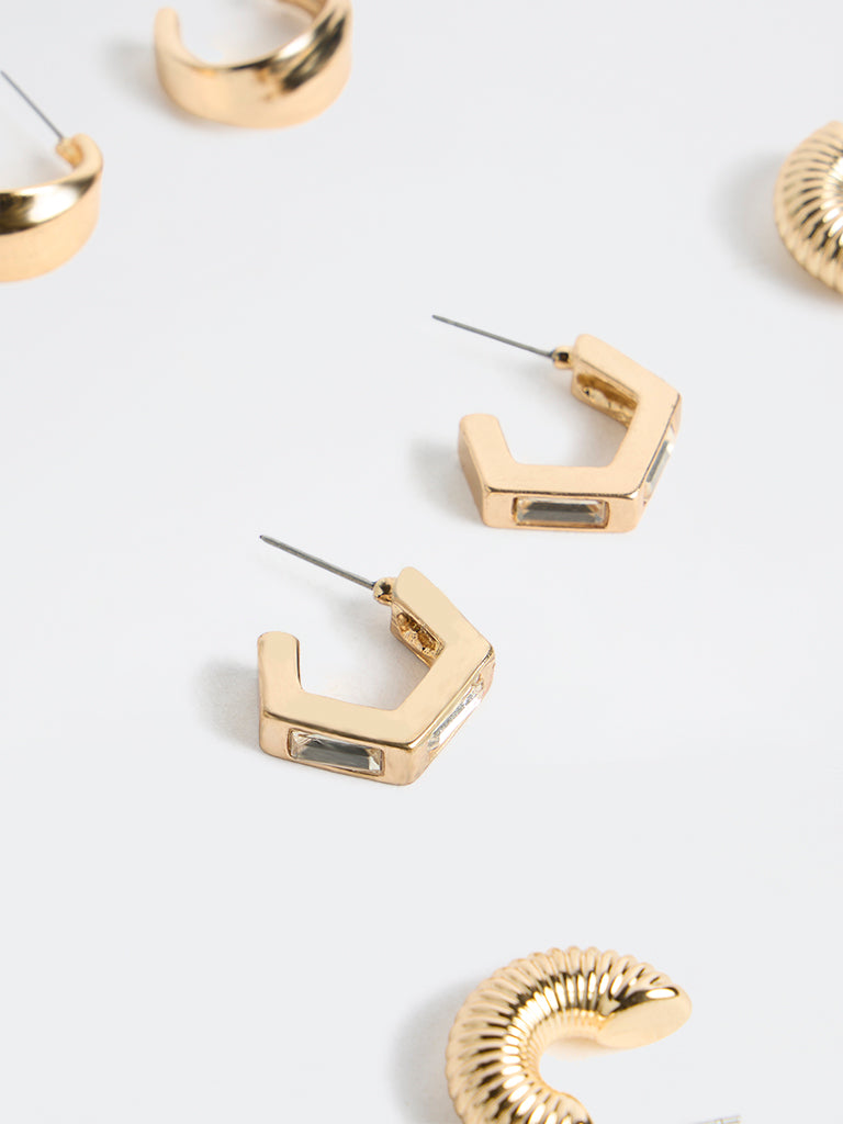 Westside Accessories Gold Multi Hoops Earrings - Pack of 3