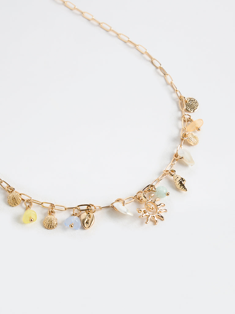 Westside Accessories Gold Multi-Charm Statement Necklace