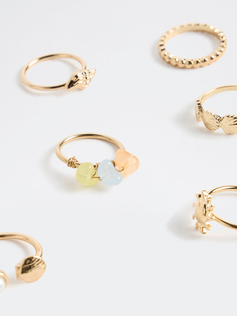 Westside Accessories Gold Multi-Stack Rings - Pack of 6