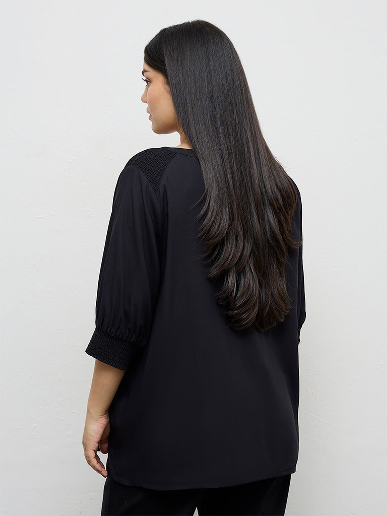 Gia Black Solid Blouse