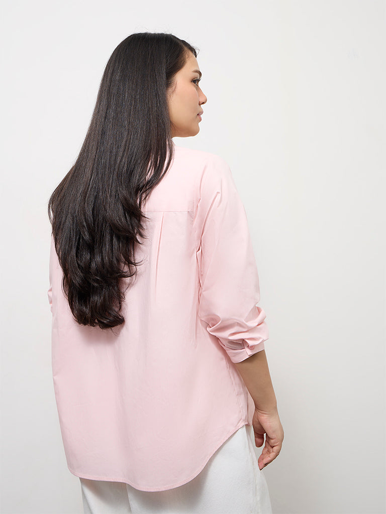 Gia Pink Embroidered Cotton Shirt