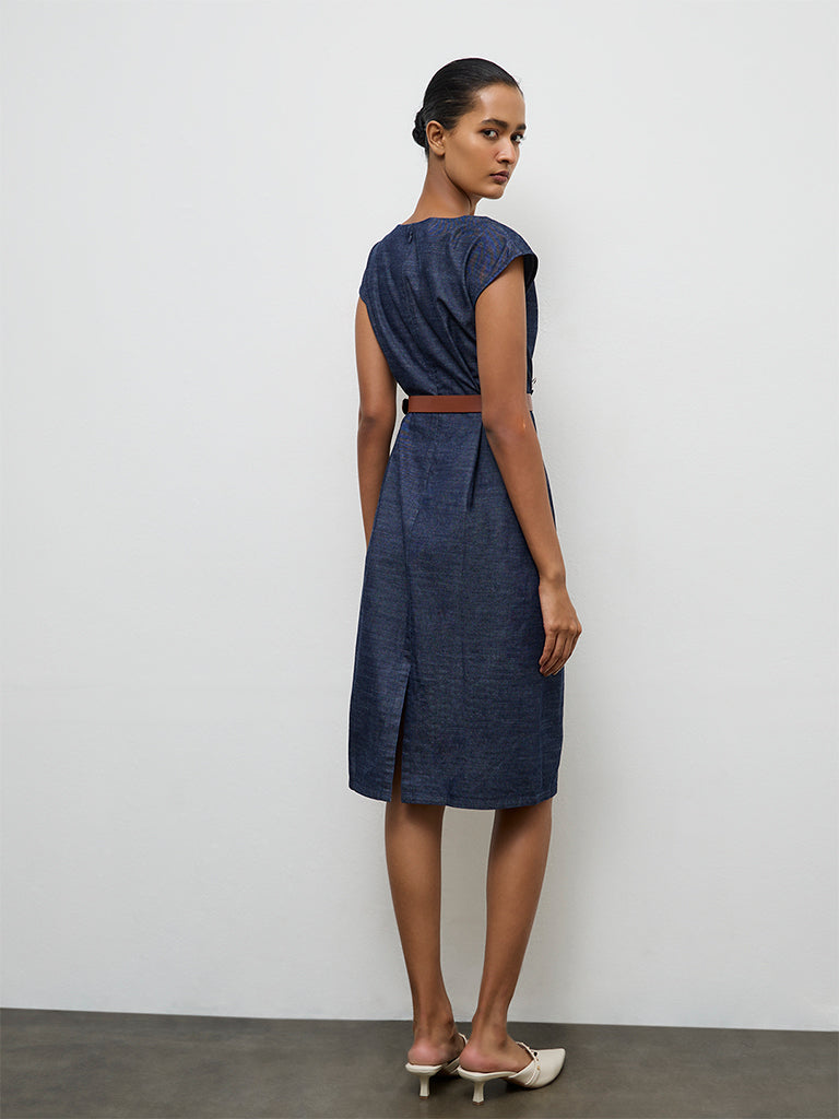 Wardrobe Indigo Denim A-Line Dress with Belt