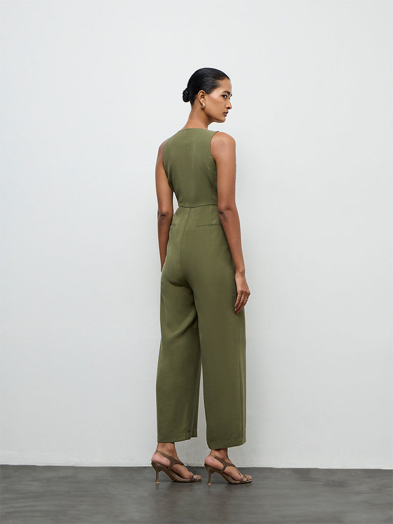 Wardrobe Olive Solid Jumpsuit