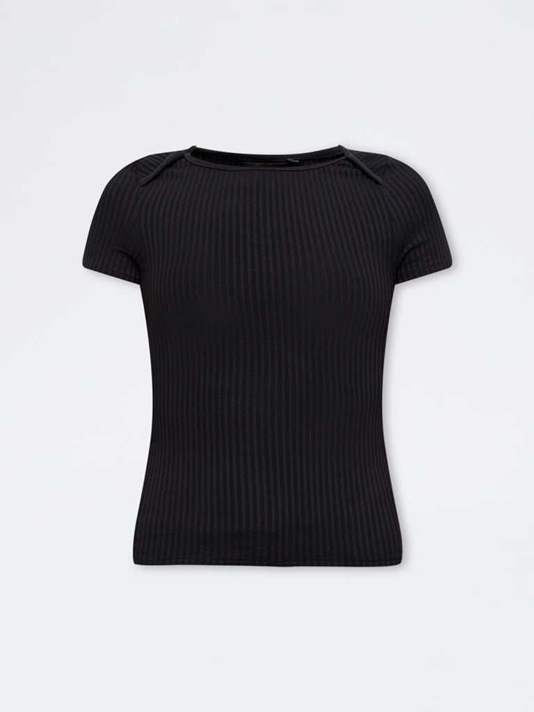 Wardrobe Black Ribbed-Textured Top